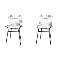 Manhattan Comfort 2-197AMC4 Madeline Chair, Set of 2 with Seat Cushion in Black and White